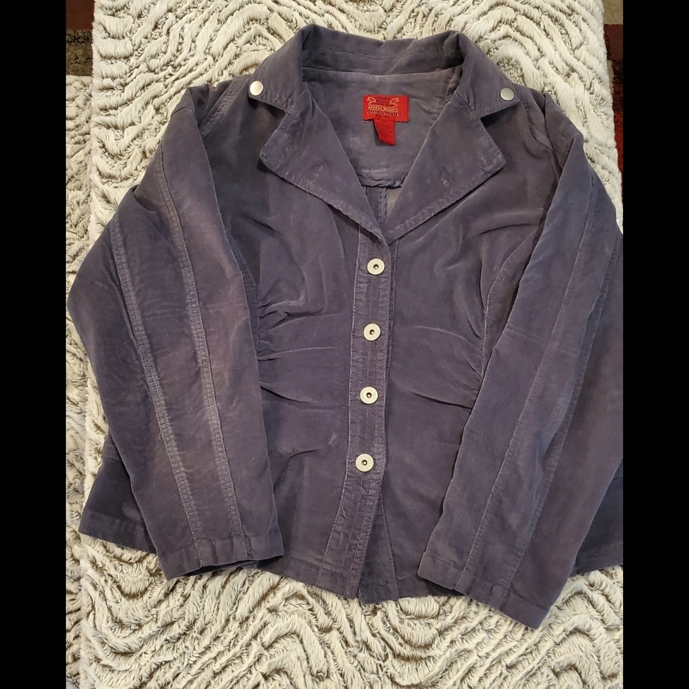 Vtg 90s Paris Blue Grey Corduroy Jacket 2x
